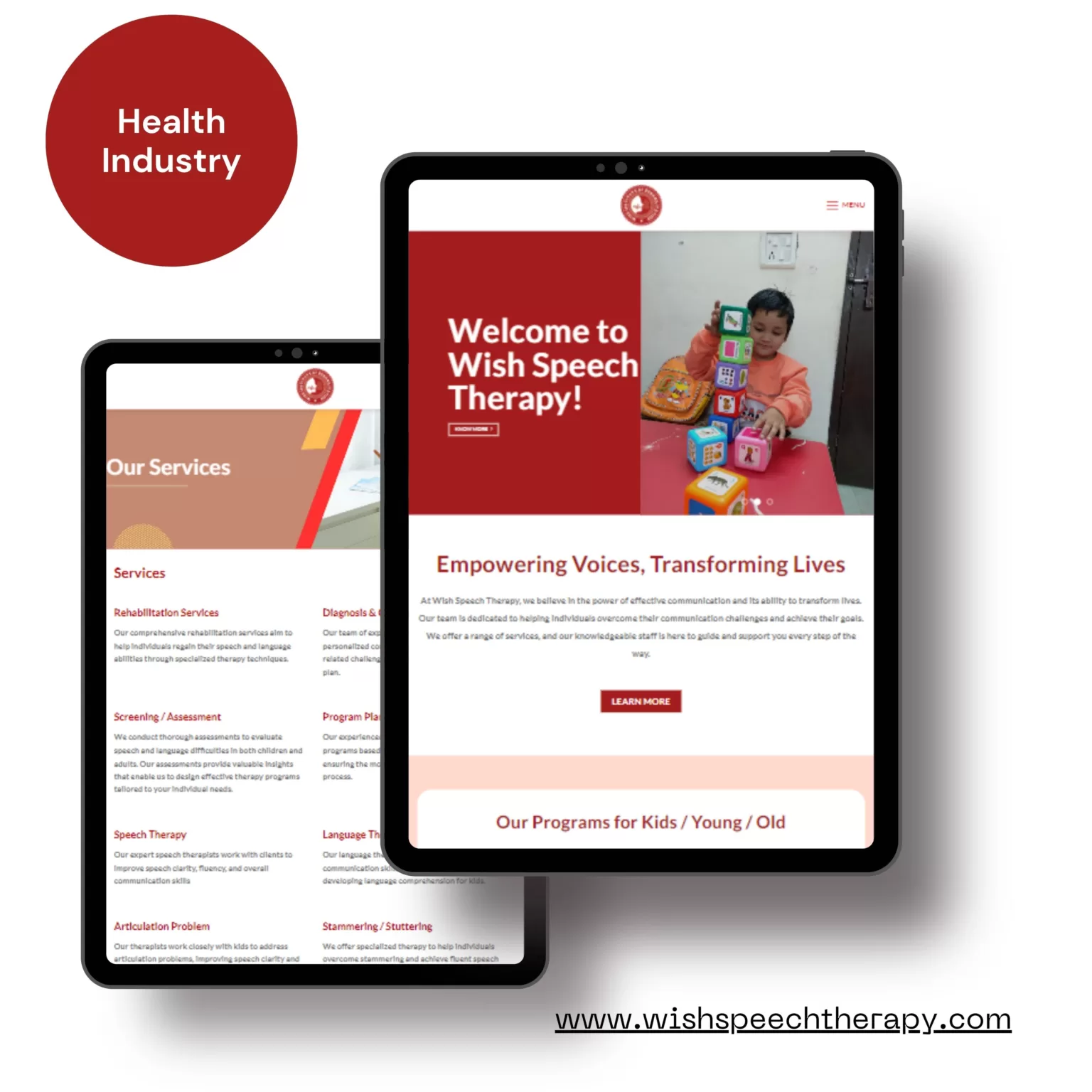 wish speech therapy website portfolio