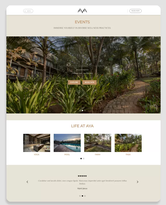 Aya Soul Hospitality Luxury Website Design For Pyramid Valley Banglore