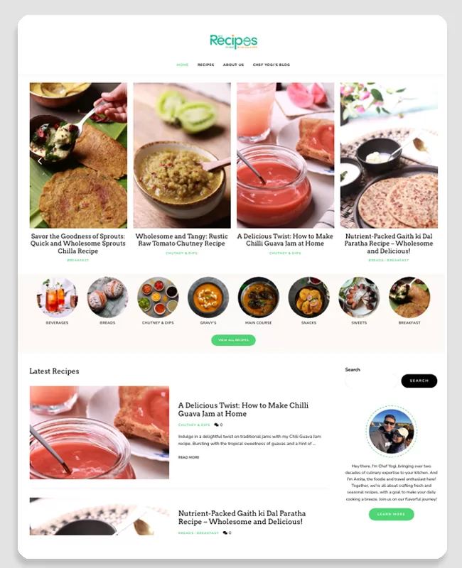 Food Blogging Website Design For Chef Yogender Negi