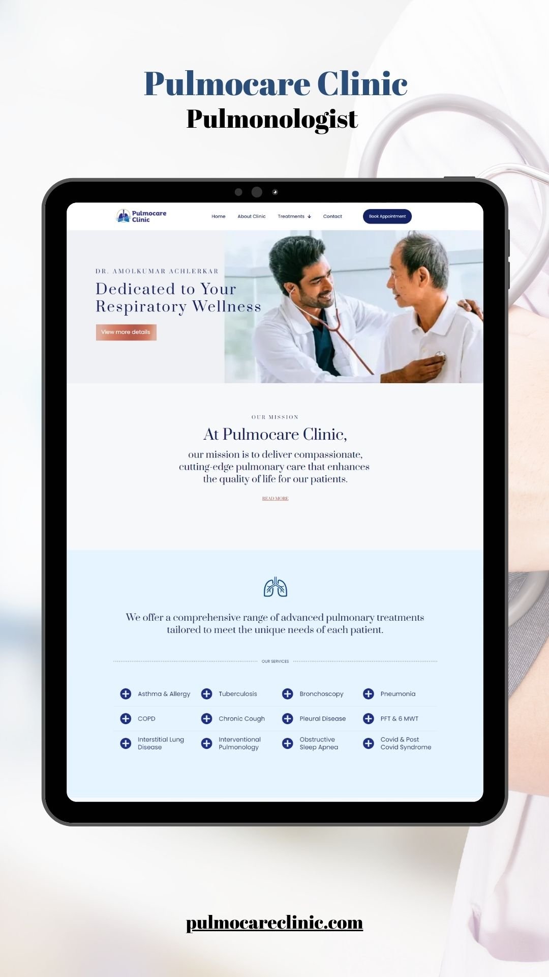 Pulmocare Clinic website portfolio